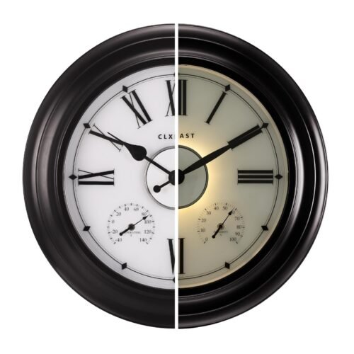 Illuminated Outdoor Indoor Metal Clocks Waterproof 24 inch, Oil Rubbed Bronze...