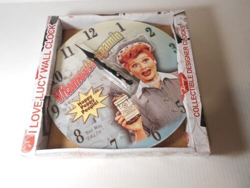 I Love Lucy Vitameatavegamin Wall Clock New in box TV classic Lucille Ball