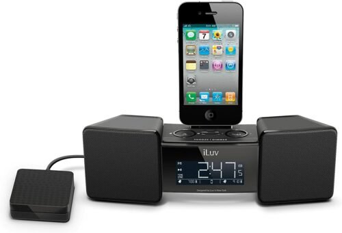 iLuv IMM155 Vibro II Dual Alarm Clock w/out Bed Shaker for iPhone or iPod, Black
