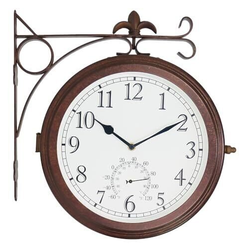 Ime 66276a Double Sided Metal Wall Clock.dial 10inchthermometer Quieteasy Readr
