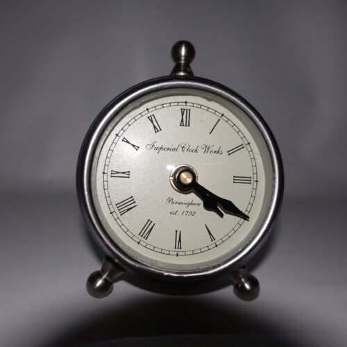 Imperial Clock Works Birmingham Table Desk Clock Silver Quartz