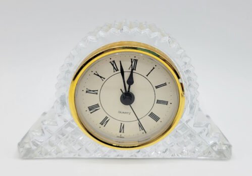 Imperial Crystal Quartz Desk Clock Lead Crystal Glass Tabletop, Mantel