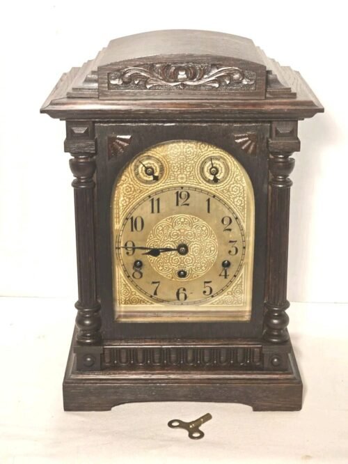Impressive Large Antique Keinzle Mahogany German Westminister Mantle Clock
