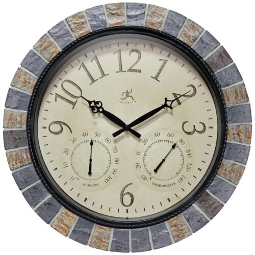 Inca Indoor/Outdoor Stone 18 inch Wall Clock with Multi-Color 18 x 2.5 x 18