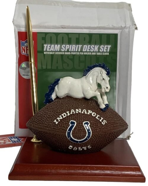 Indianapolis Colts NFL Team Spirit Clock & Pen Mascot Desk Set