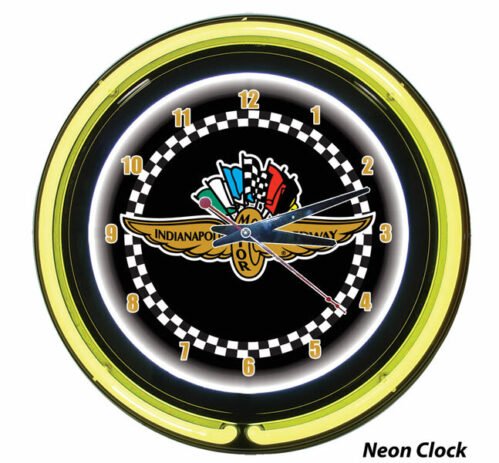Indianapolis Indy 500 Racing Nascar 2 Ring Neon Clock