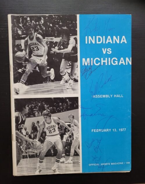 INDIANA VS MICHIGAN ASSEMBLY HALL BASKETBALL SIGNED MAGAZINE SCARCE 1977