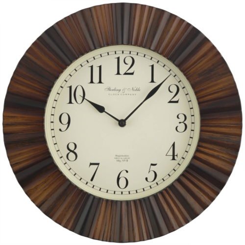 Indoor 15.5" Brown Traditional Arabic Ripple Frame Analog Wall Clock