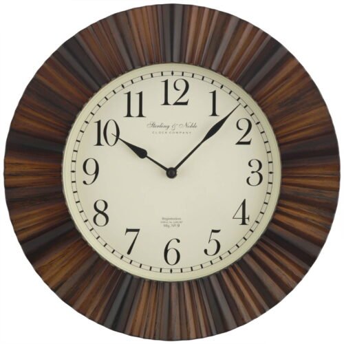 Indoor 15.5" Brown Traditional Arabic Ripple Frame Analog Wall Clock Metal Hands