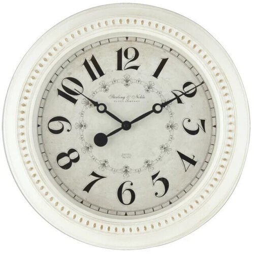 Indoor 15.5" Round Antique White French Country Analog Traditional Wall Clock