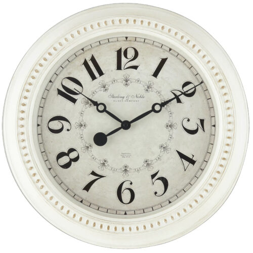Indoor 15.5" Round Antique White French Country Analog Traditional Wall Clock