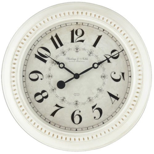 Indoor 15.5" Round Antique White French Country Analog Traditional Wall Clock