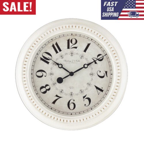 Indoor 15.5" Round Wall Clock Antique French Country Analog Traditional Clocks