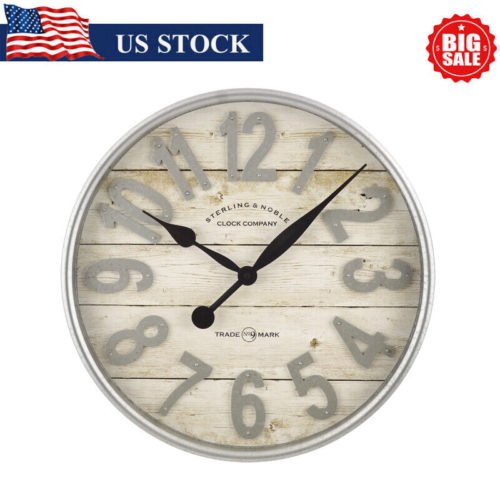 Indoor 20" Raised Arabic Farmhouse Analog Wall Clock Clocks Durable High Quality