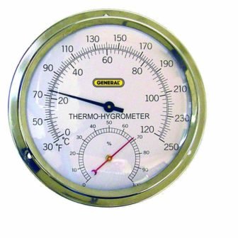 Indoor Analog Thermo-Hygrometer with 5 in. Dial and Stainless Steel Case