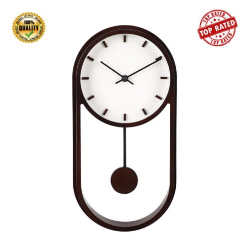 Indoor Faux Wood Pendulum Analog Wall Clock Clocks Hang Analog Modern Durable