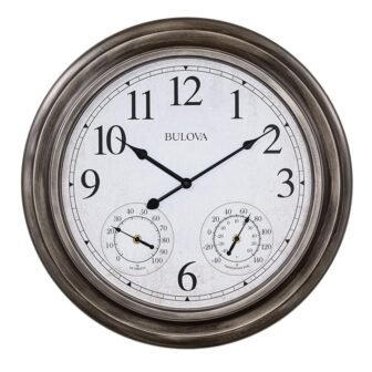 Indoor/Outdoor Molded Silver Tone Case 20 in. Round Wall Clock