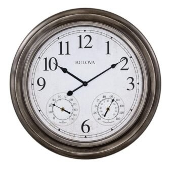 Indoor/Outdoor Molded Silver Tone Case 20 in. Round Wall Clock