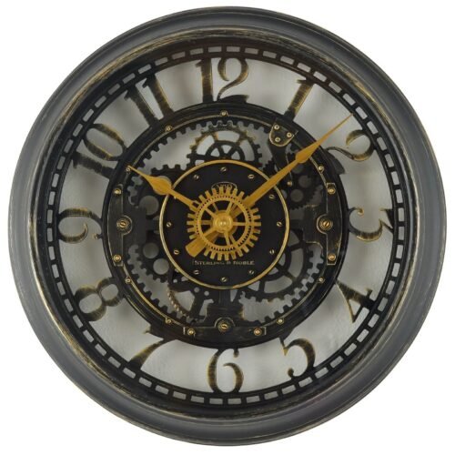 Indoor Round 11.5" Oil Rubbed Bronze Cutout Gear Industrial Analog Wall Clock
