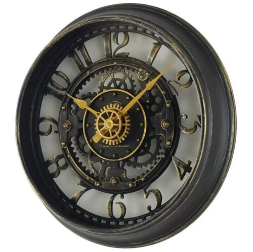 Indoor Round 11.5" Oil Rubbed Bronze Cutout Gear Industrial Analog Wall Clock