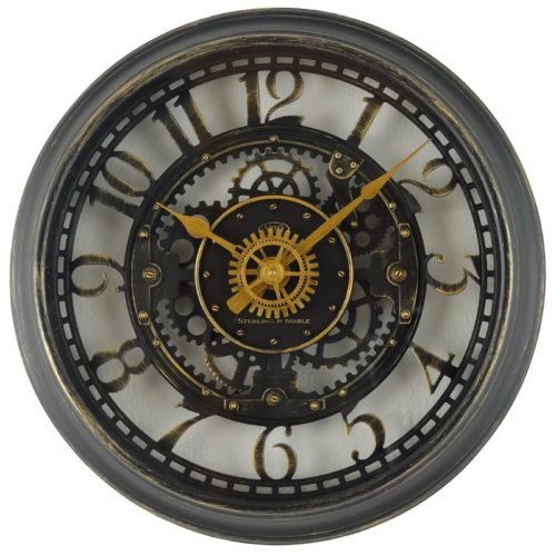 Indoor Round 11.5" Oil Rubbed Bronze Cutout Gear Industrial Analog Wall Clock