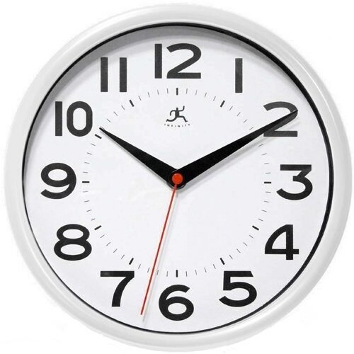 Infinity Clocks 14220WH3364 Metro White 9" Round Wall Clock