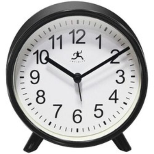 INFINITY INSTRUMENTS 15684BK-4360 Black Tabletop Alarm Clock
