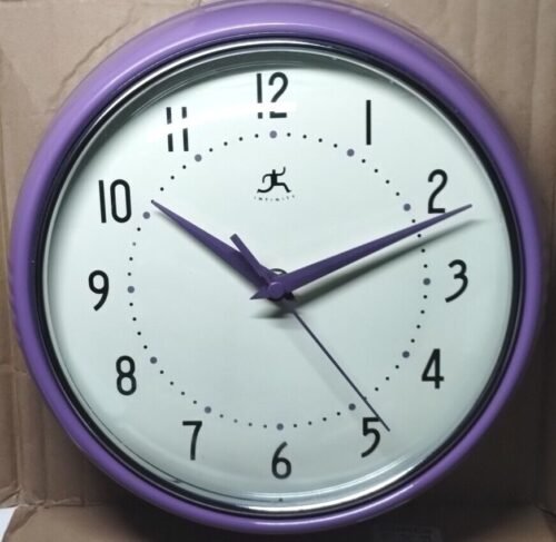 Infinity Instruments 9.5 in Purple Metal Indoor Vintage Round Wall Clock