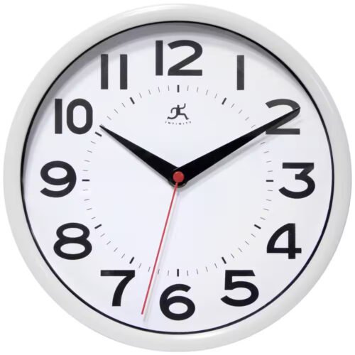 Infinity Instruments Metro 9 Inch Round Silent Non- Ticking Modern Wall Clock