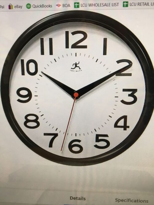 Infinity Instruments Metro Wall Clock 9” Diameter 14220BK-3364