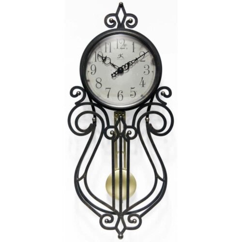 Infinity Instruments Pendulum Wall Clock 6" Weathered Black Vintage Pendulum
