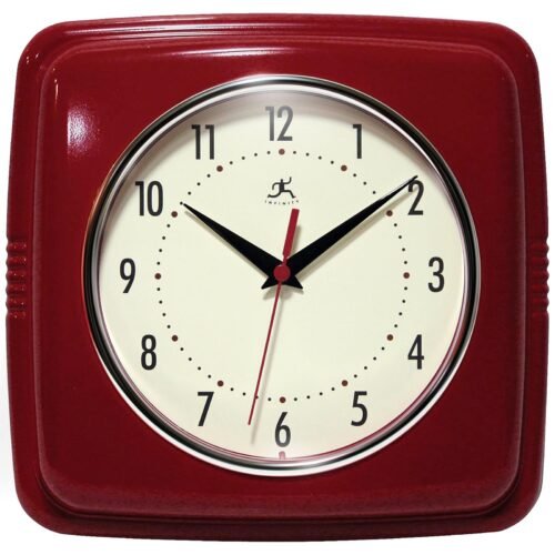 Infinity Instruments Retro 9.25-inch Square Wall Clock -