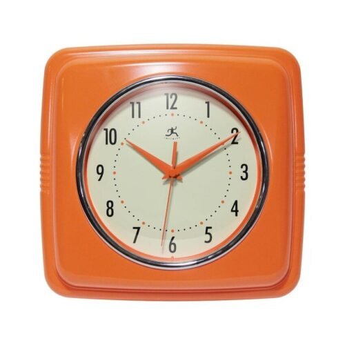 Infinity Instruments Retro 9.25-inch Square Wall Clock -