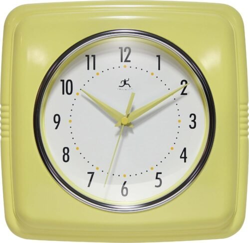 Infinity Instruments Retro Wall Clock – 9-Inch Square, Silent & Non-Ticking ?