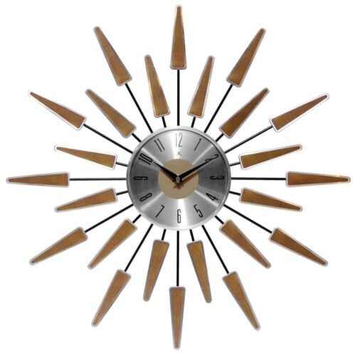 Infinity Instruments Satellite Walnut Look Wall Clock 23" Quartz Non-Ticking
