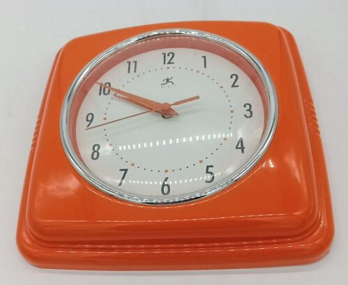 Infinity Instruments Square Retro Orange 9" Wall Clock