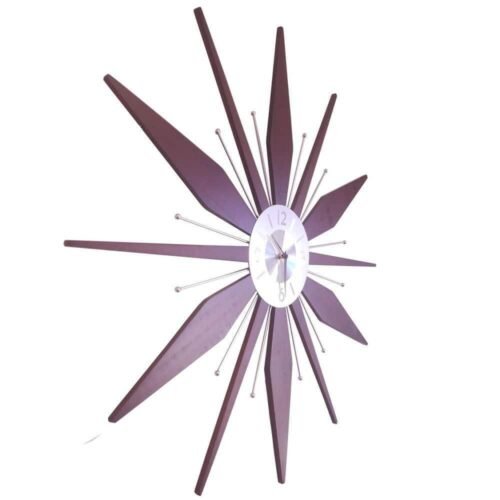 Infinity Instruments Starburst Wall Clock 30" W, Analog Utopia Walnut-Look Brown