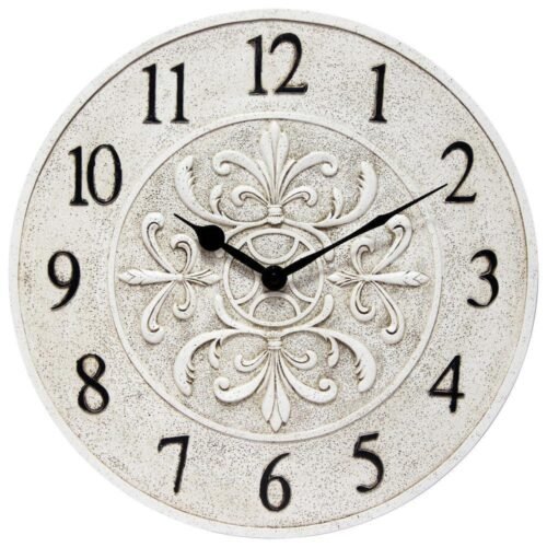 Infinity Instruments Wall Clock 15 in. Off-White Blanc Fleur Arabic Numerals
