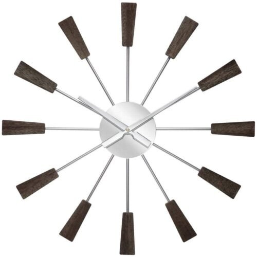 Infinity Instruments Wall Clock 23.5 in. Vane Mid-Century Open Face Silver Hands