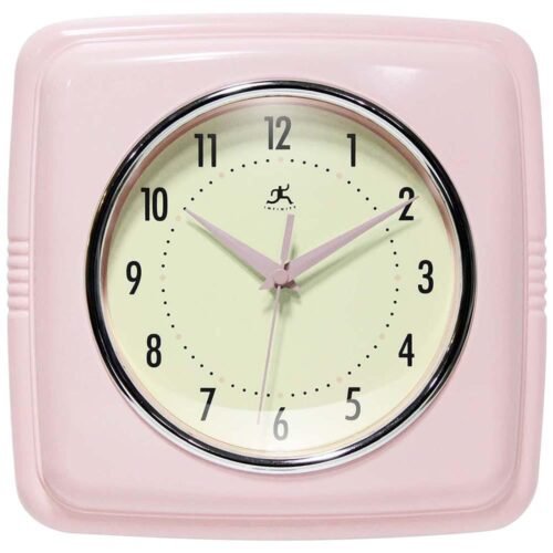 Infinity Instruments Wall Clock Non-Ticking Retro Rose Blush Quartz Movement