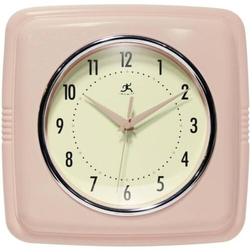 Infinity Instruments Wall Clock Non-Ticking Retro Rose Blush Quartz Movement