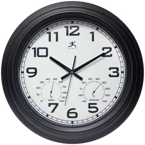 Infinity Instruments Wall Clocks Modern Analog Plastic QuartzRound in Black