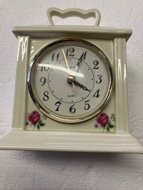 Inghram Glass Desk Clock Roses Works Well