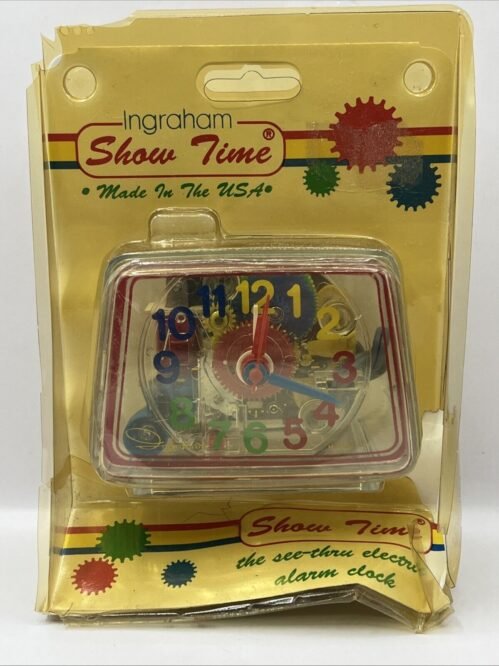 Ingraham 80’s Show Time Retro Clear Transparent Alarm Clock Toastmaster New