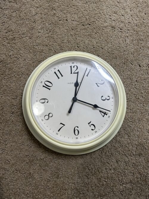 Ingraham Quartz Round Wall Clock-Ivory-Battery Operated