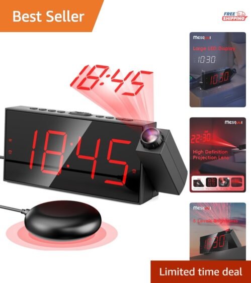 Innovative Projection Alarm Clock for Heavy Sleepers: Vibration & USB Charge