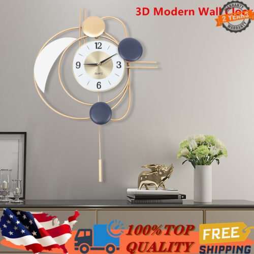 Inspired Modern Wall Clock Nordic Metal Hanging Clocks 3D Mute Design Art Decor