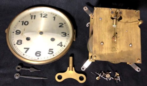 Intact Antique German Mantel Clock Movement Dial Bezel Hands & Key Worth a Look
