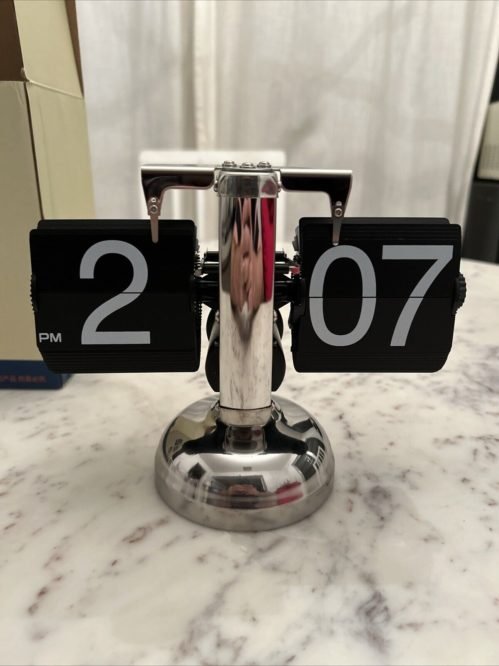 Internal Gear Operated Retro Digital Flip Down Clock- Black Chrome