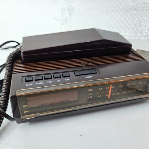 International Clock Radio Alarm & Phone Combo Model 398 Wood Grain New!